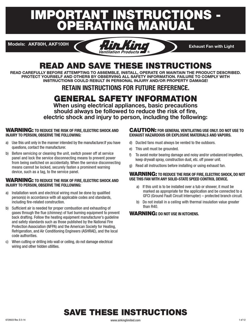 Air King AKF80H operating manual