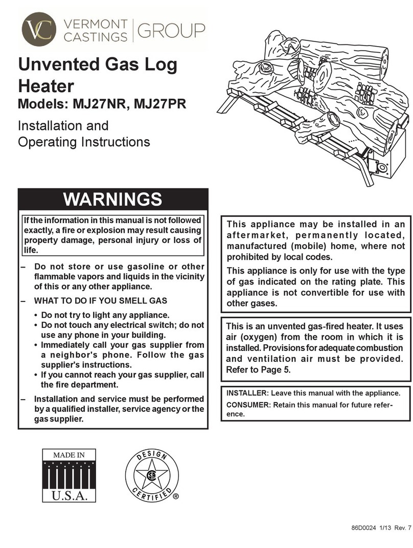 Vermont Castings MJ27NR Installation and operating instructions Vermont Castings MJ27NR Installation and operating instructions