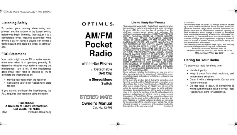 Optimus 12-793 owner's manual
