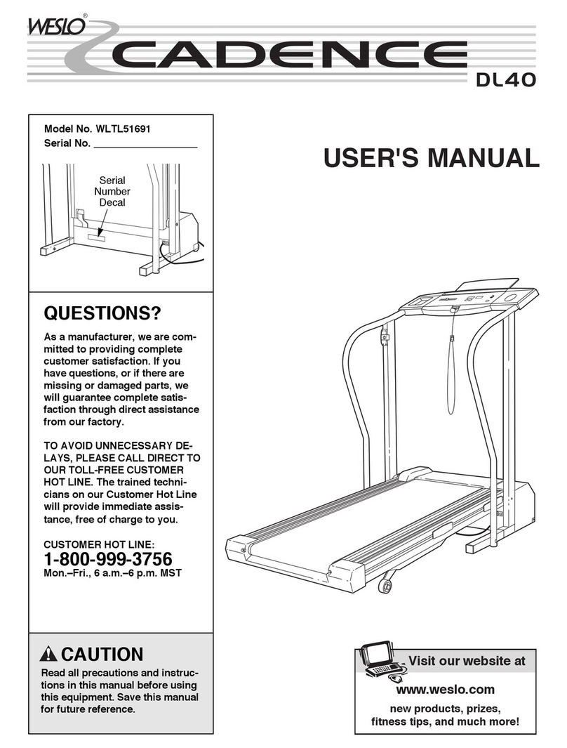 Weslo Cadence Dl40 WLTL51691 User manual
