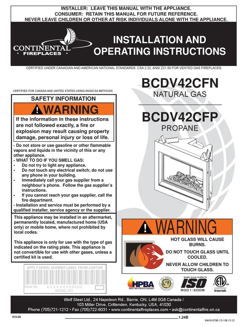 Continental Fireplaces BCDV42CFN User manual