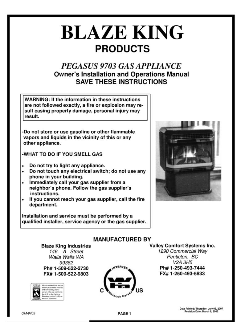 Blaze King PEGASUS 9703 Quick start guide