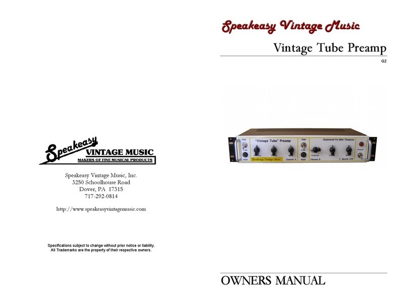 Speakeasy Vintage Music G2 Vintage Tube owner's manual