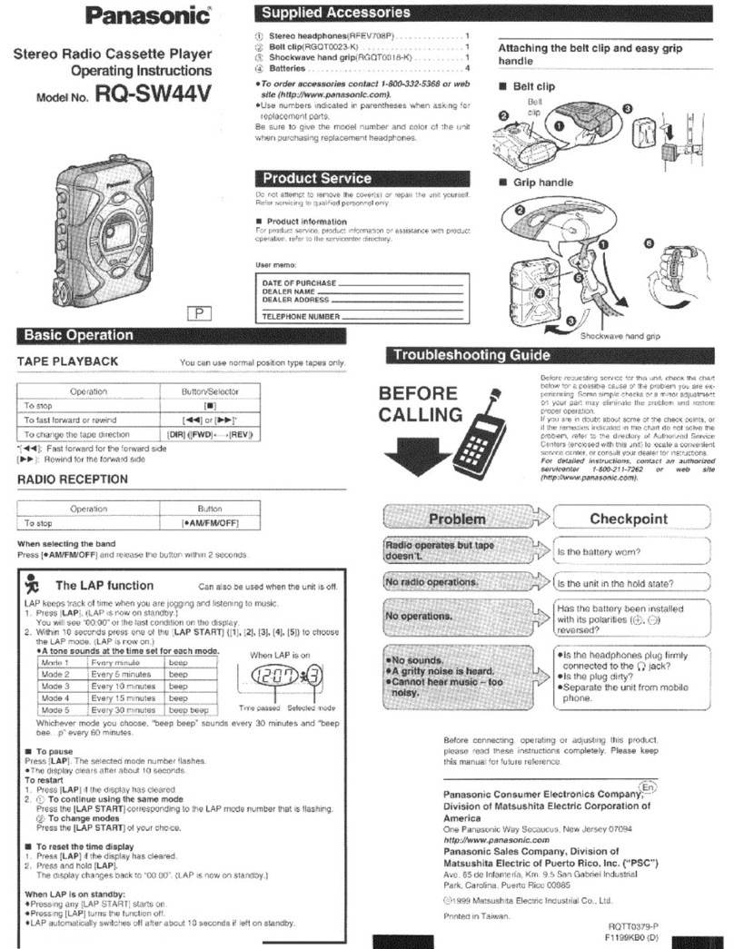 Panasonic RQ-SW44V User manual Panasonic RQ-SW44V User manual