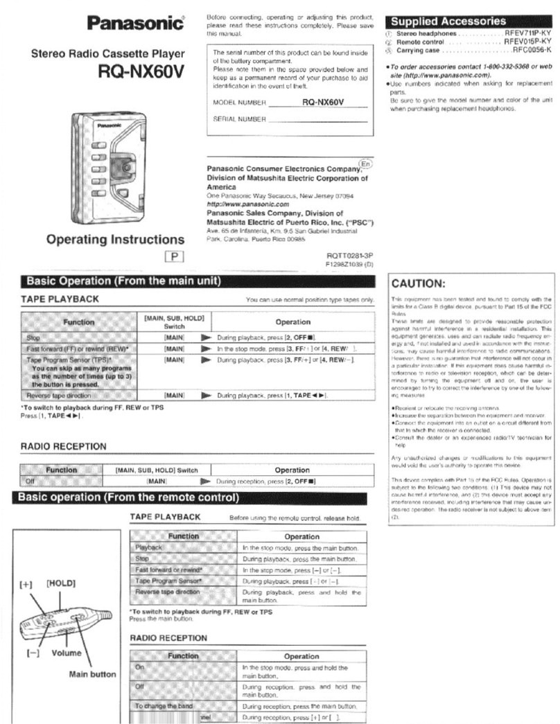 Panasonic RQ-NX60V operating instructions