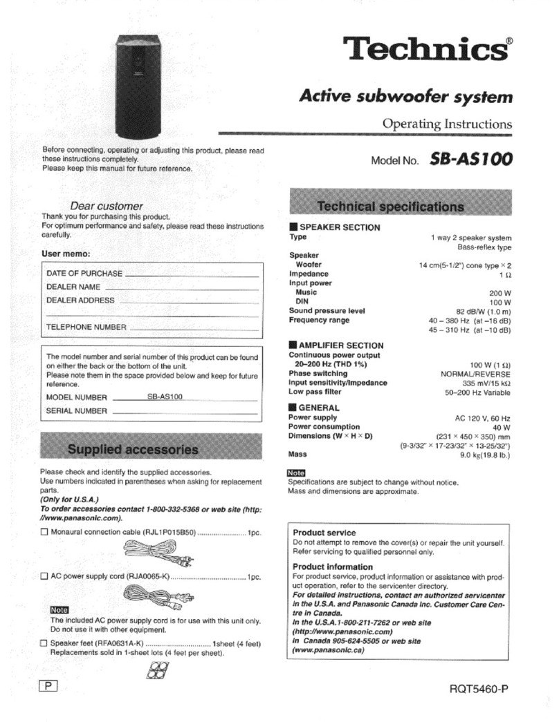 Technics SB-AS100 operating instructions