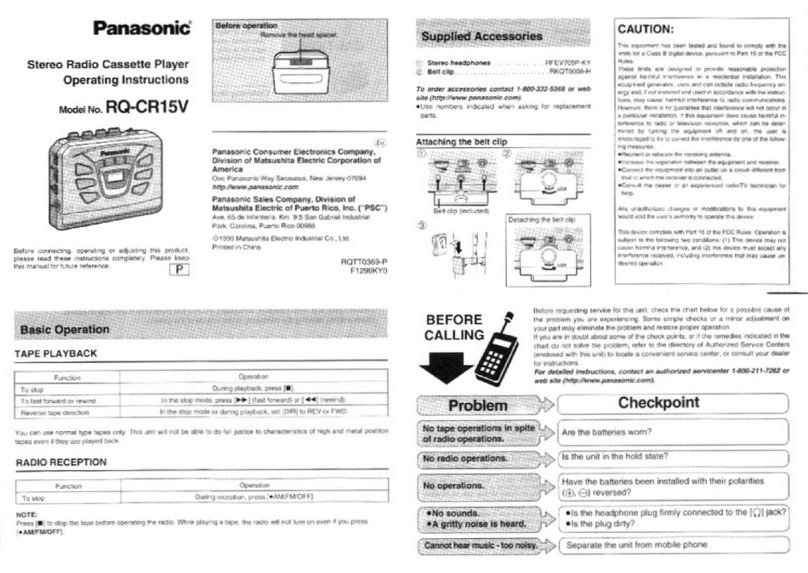 Panasonic RQ-CR15V operating instructions