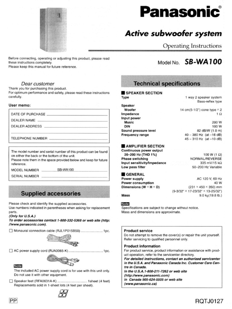 Panasonic SB-WA100 operating instructions