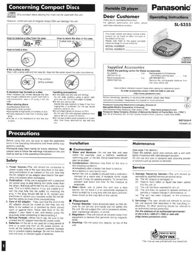 Panasonic SL-S355 User manual