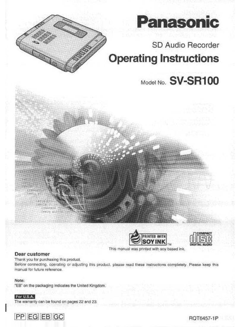 Panasonic SVSR100 - SD AUDIO RECORDER User manual