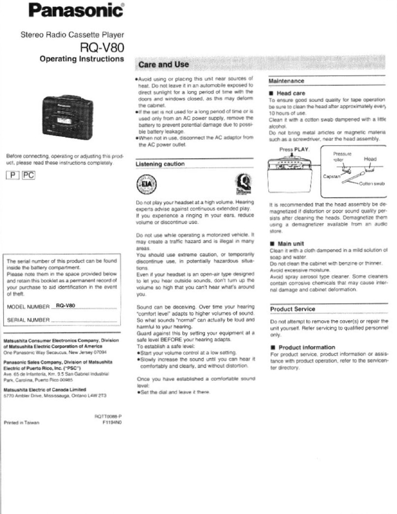 Panasonic RQ-V80 operating instructions