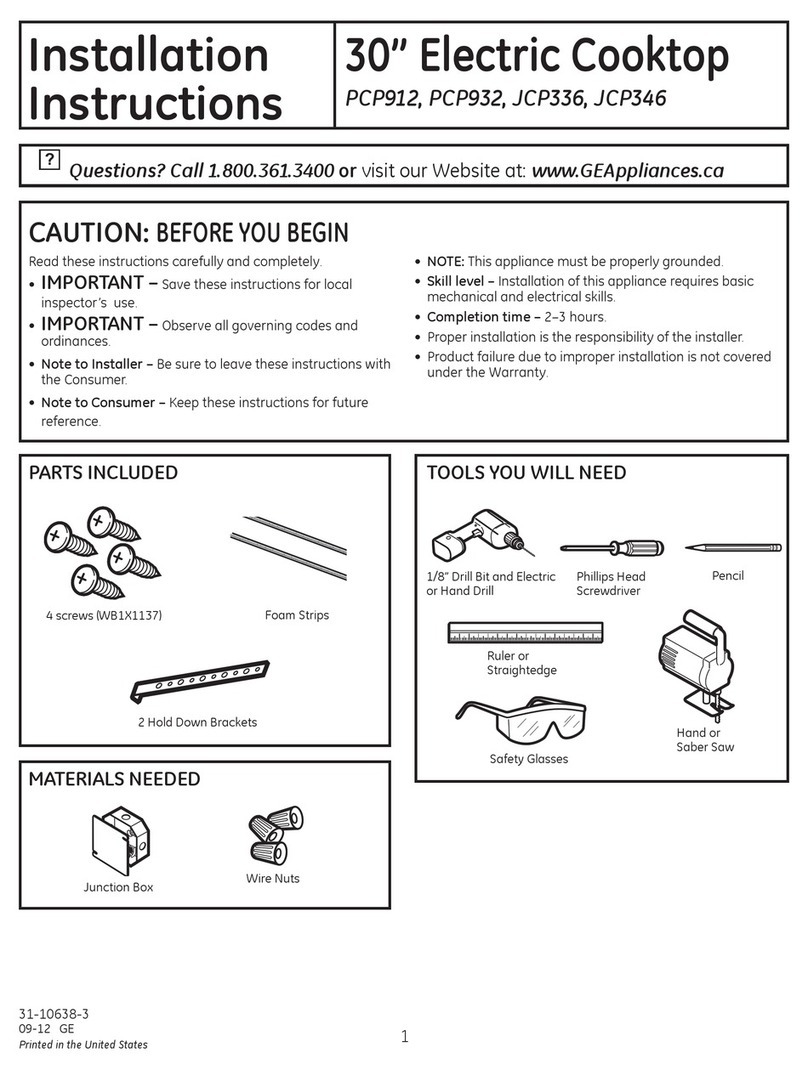 GE PCP912 installation instructions