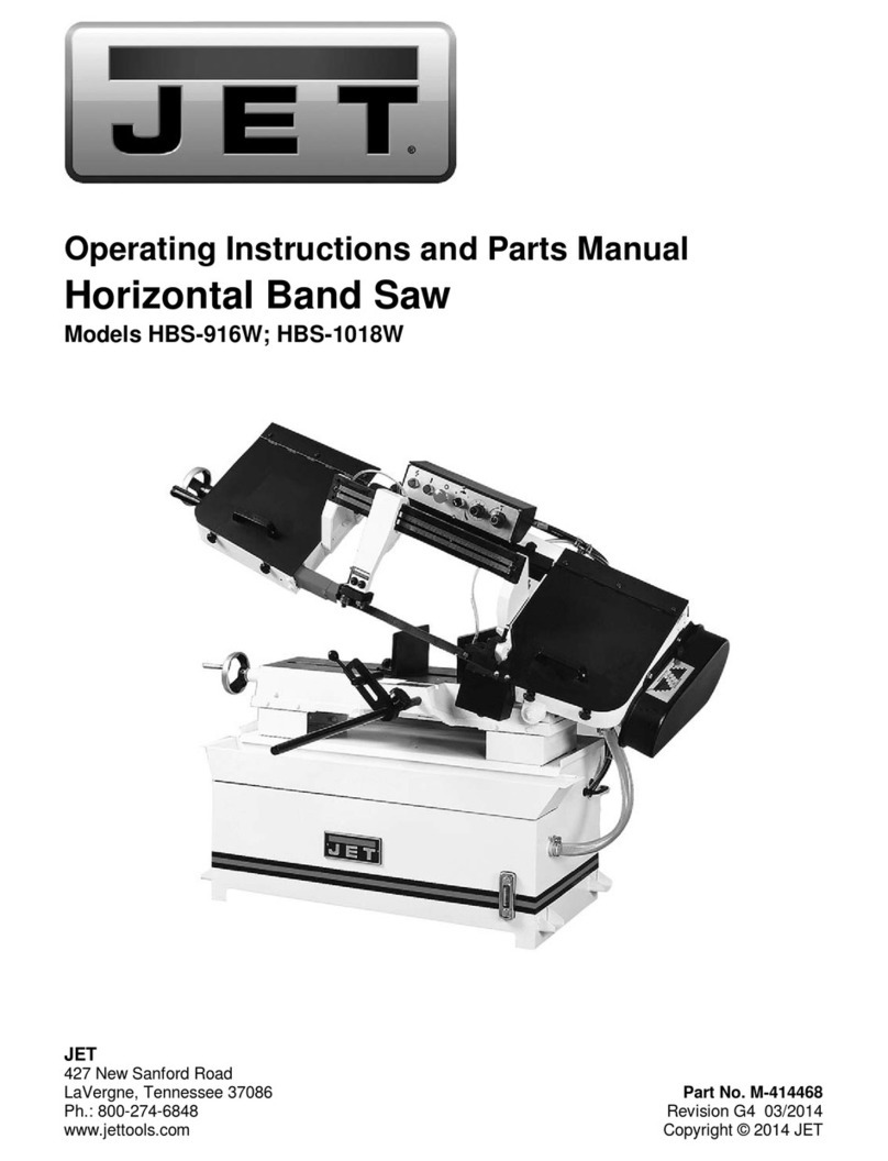 Jet HBS-916W Operating instructions and parts manual