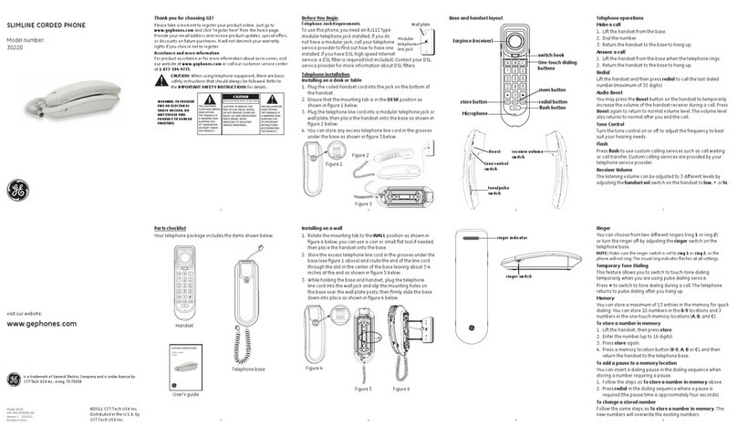 GE PHONE 30220 user manual