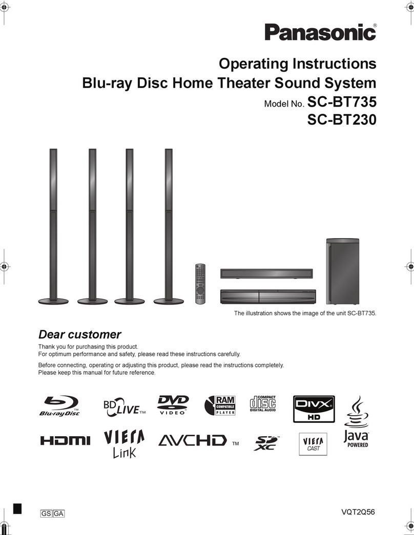 Panasonic SCBT230 - BLU RAY HOME THEATER SYSTEM operating instructions