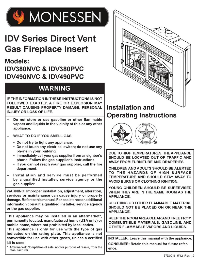 Monessen Hearth Direct Vent Gas Insert IDV380NVC User manual