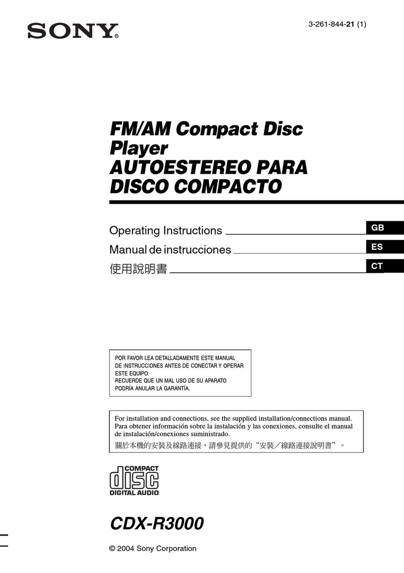 Sony CDX-R3000 - Fm/am Compact Disc Player operating instructions