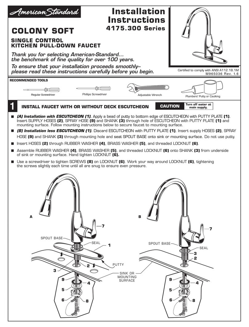 American Standard COLONY SOFT 4175.300 Series installation instructions
