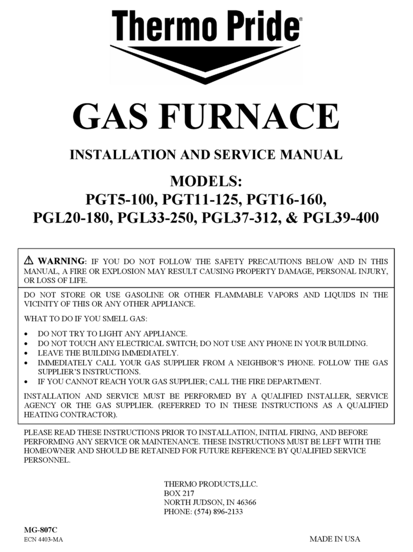 Thermo Pride PGT5-100 Installation and service manual