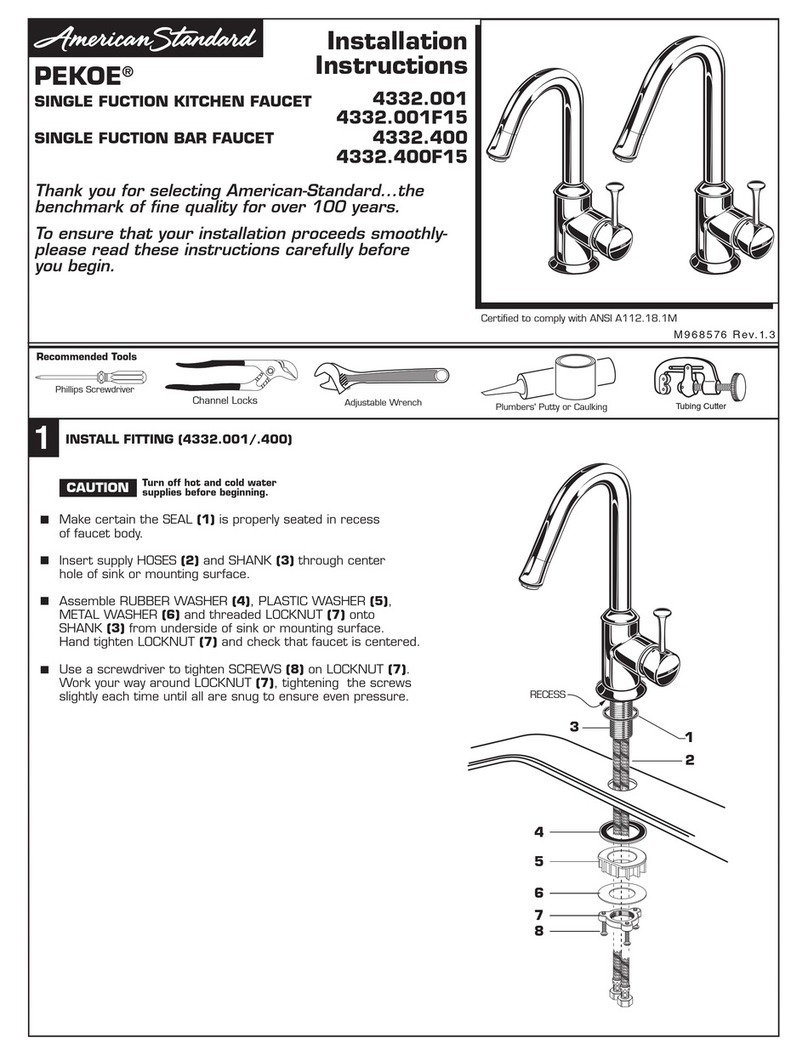 American Standard PEKOE 4332.001 installation instructions