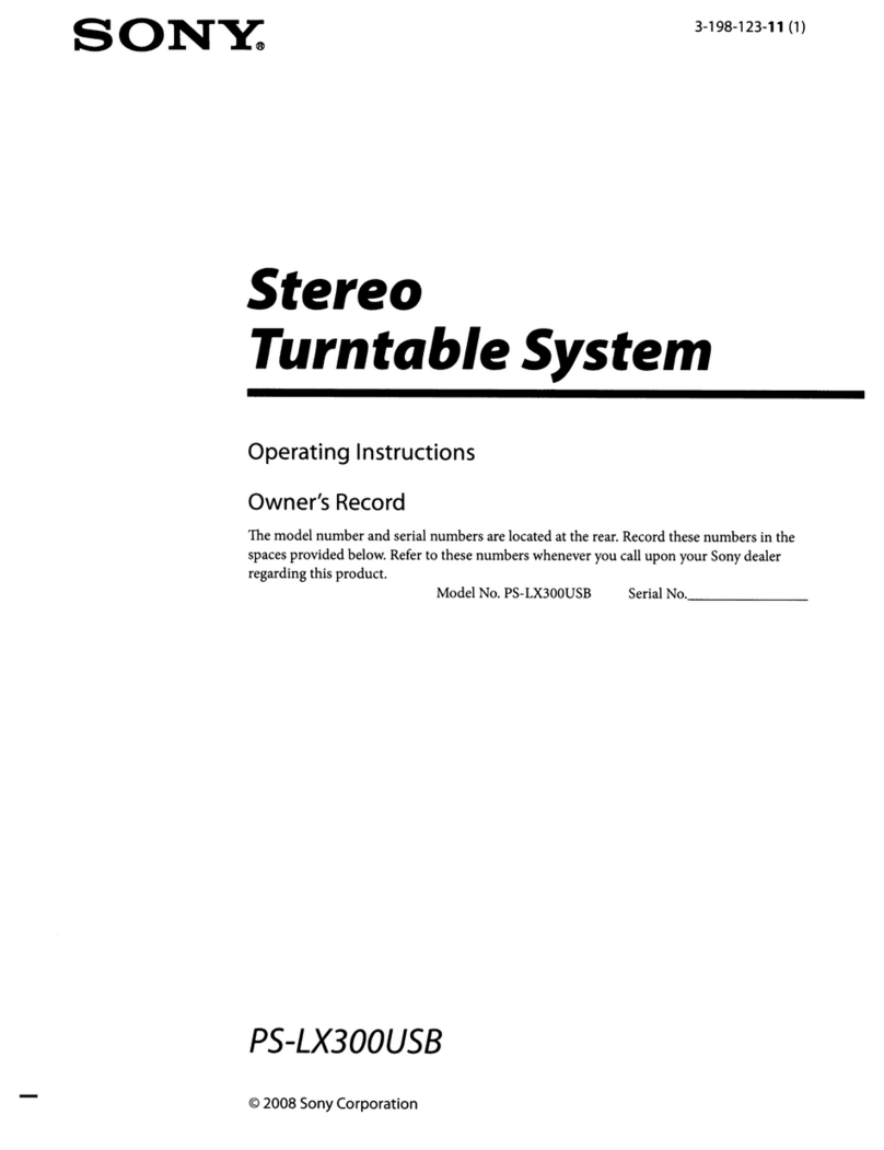 Sony PS-LX300USB - USB Stereo Turntable System User manual Sony PS-LX300USB - USB Stereo Turntable System User manual