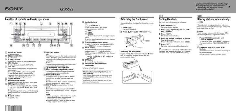 Sony CDX-S22 quick guide