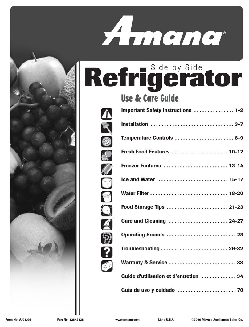 Amana Side By Side Refrigerator User manual