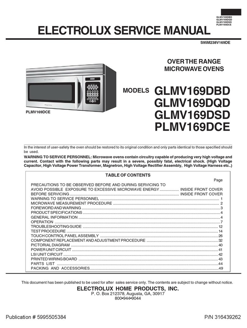 Electrolux GLMV169DQD Service manual