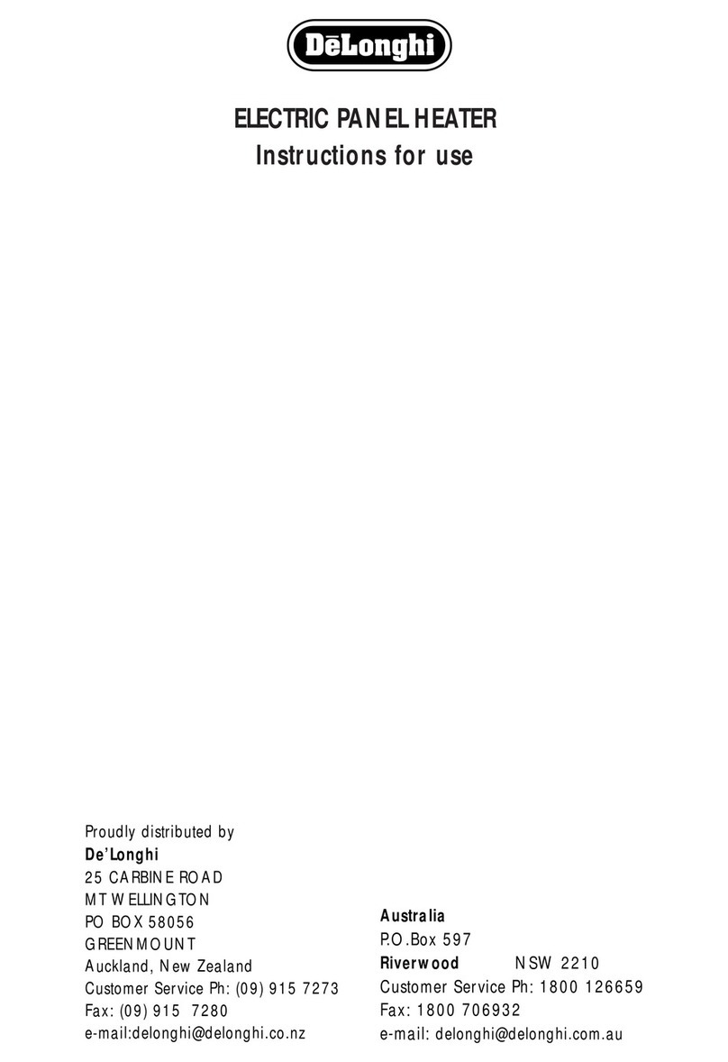 DeLonghi ELECTRIC PANEL HEATER User manual DeLonghi ELECTRIC PANEL HEATER User manual