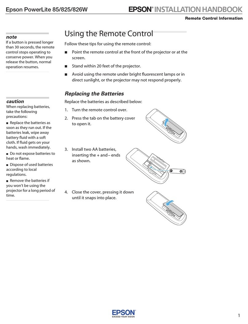 Epson PowerLite 85 System manual