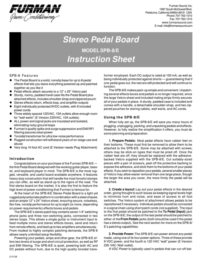 Furman SPB-8 instruction sheet