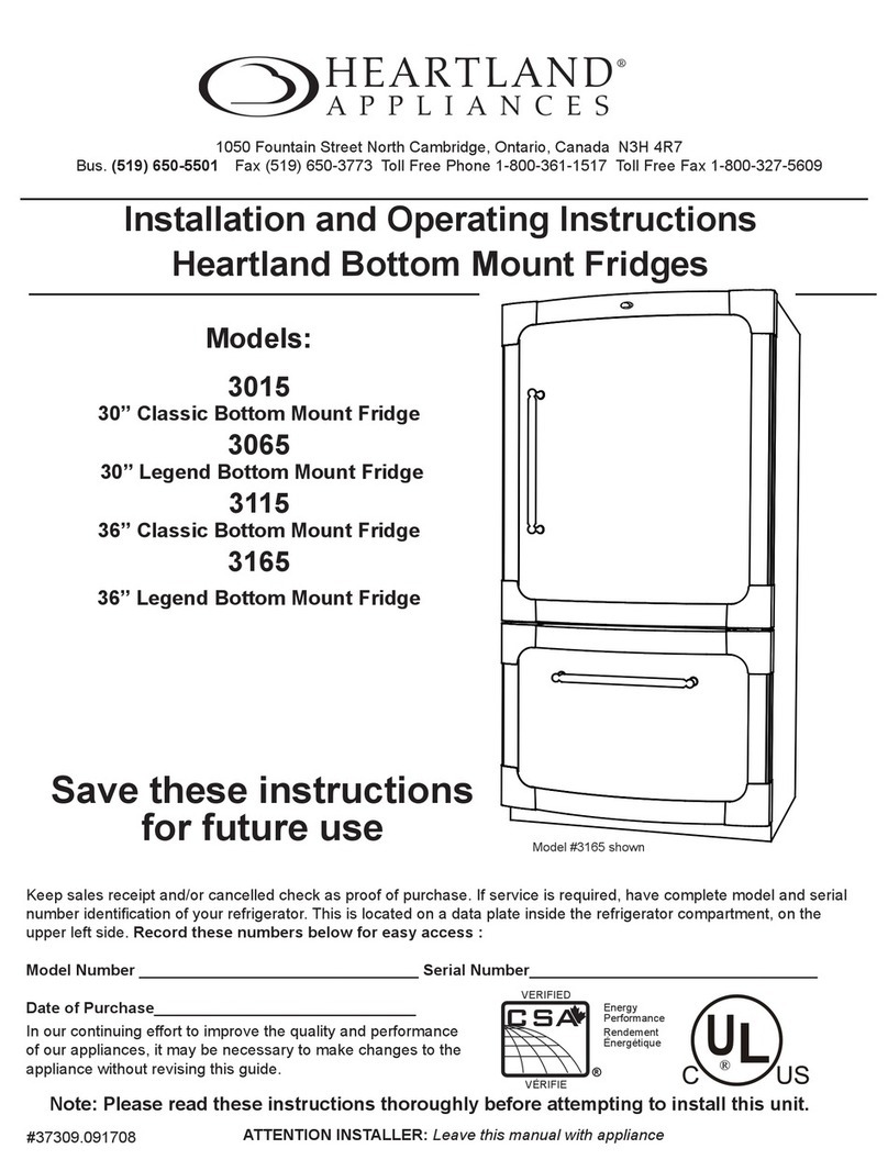 Heartland Appliances Classic 3015 Installation and operating instructions Heartland Appliances Classic 3015 Installation and operating instructions