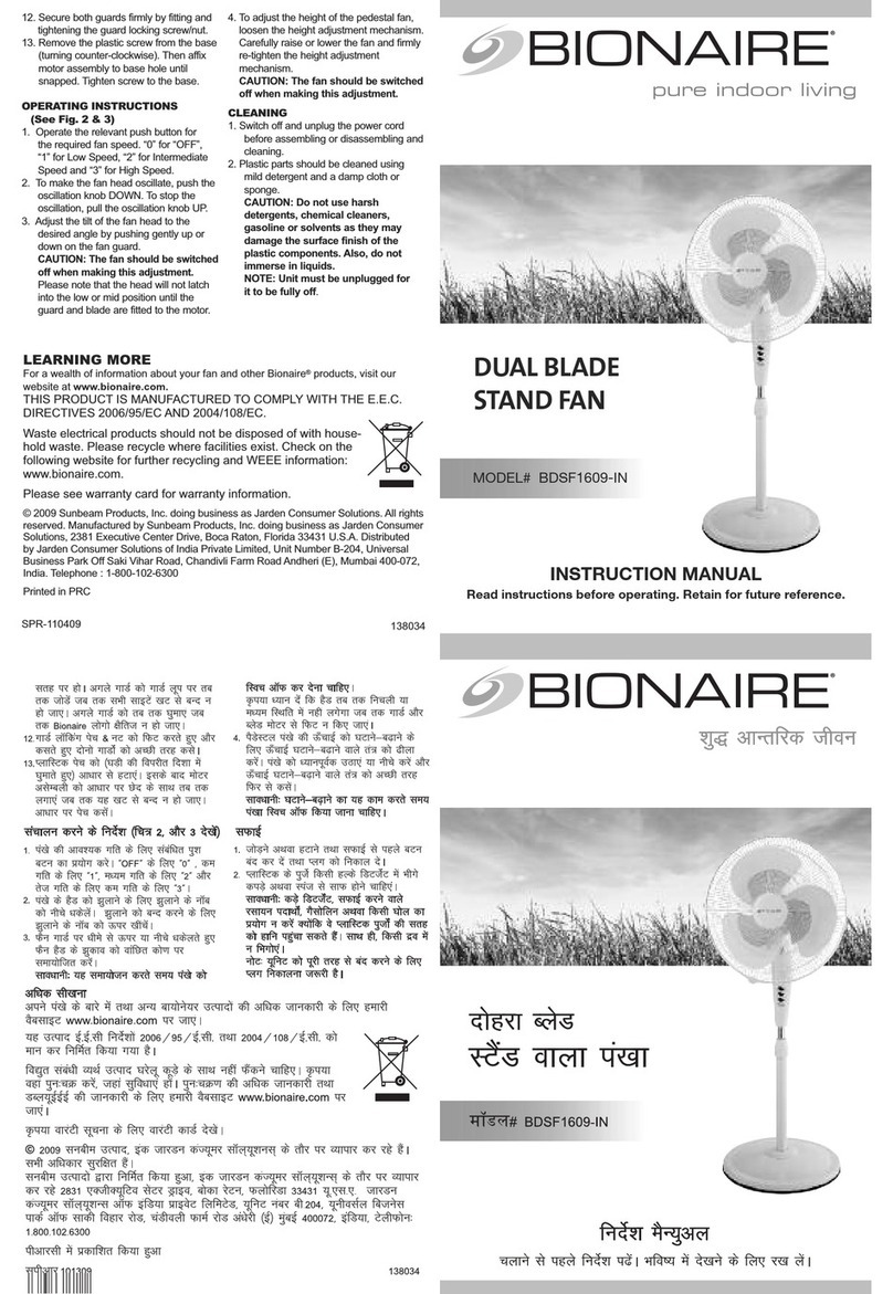 Bionaire BDSF1609-IN User manual