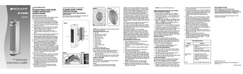 Bionaire BAP825RC Instruction leaflet