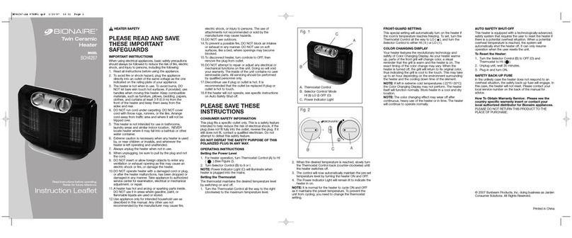 Bionaire BCH4267 Instruction leaflet