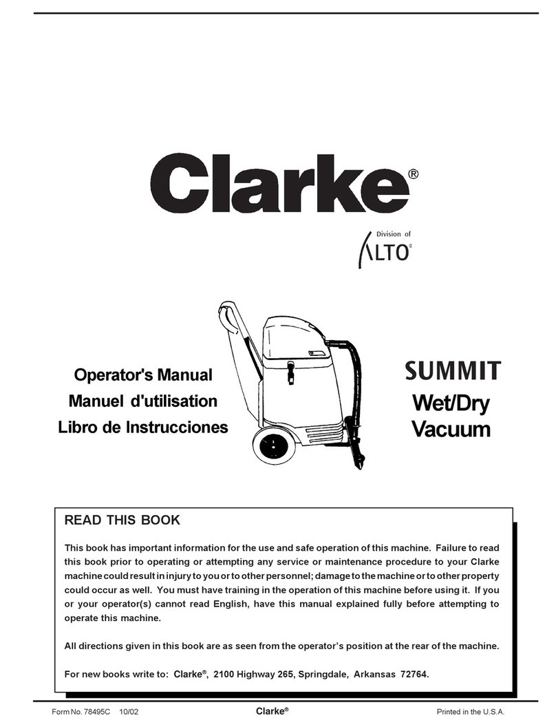 Clarke Summit Wet/Dry Vacuum User manual Clarke Summit Wet/Dry Vacuum User manual
