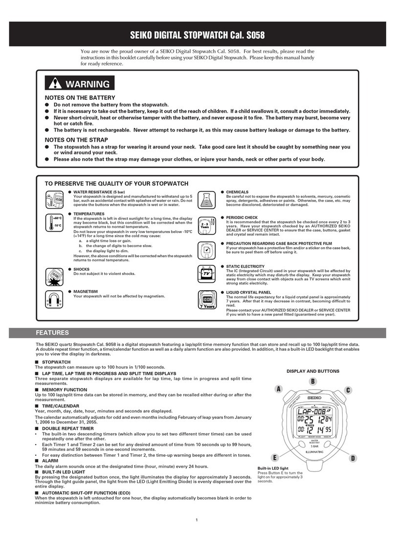 Seiko Cal. S058 User manual Seiko Cal. S058 User manual