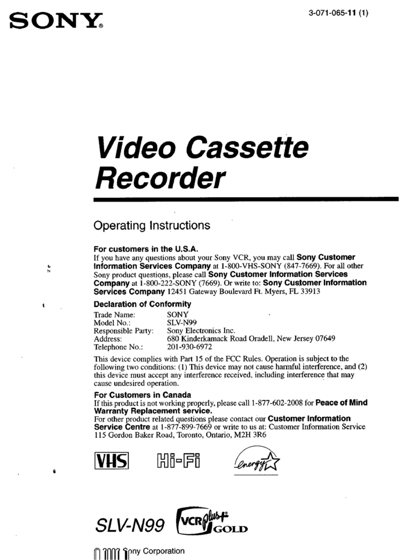 Sony SLV-N99 - Video Cassette Recorder operating instructions
