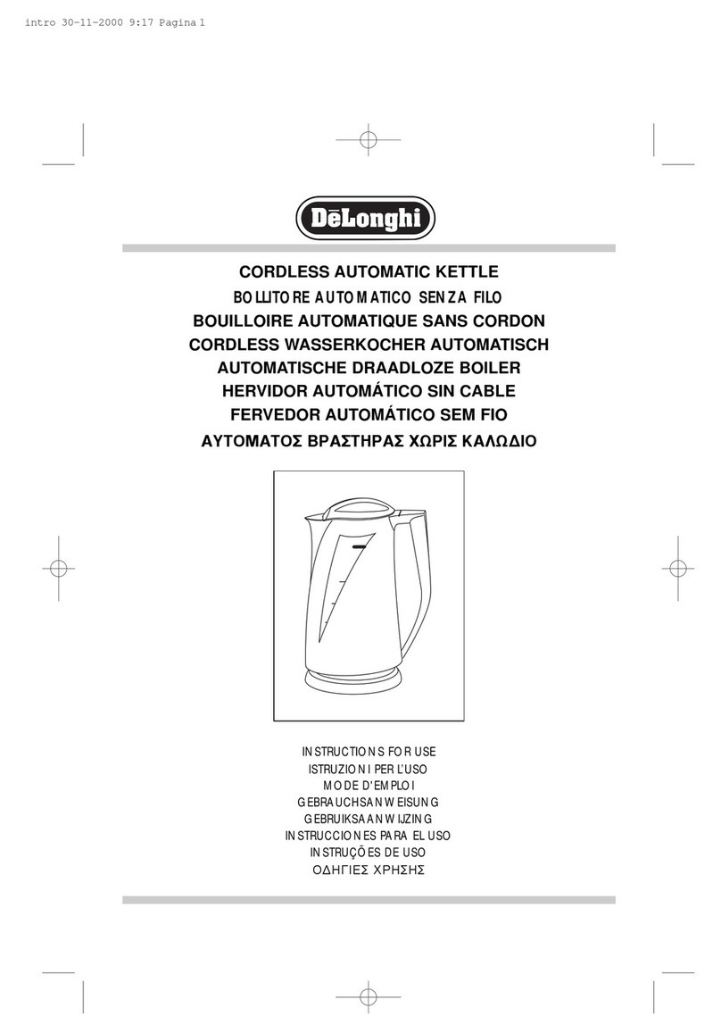 DeLonghi CORDLESS AUTOMATIC KETTLE Instructions for use