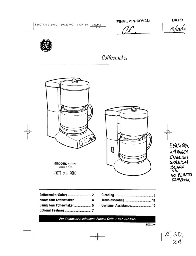 GE Coffee Maker User manual