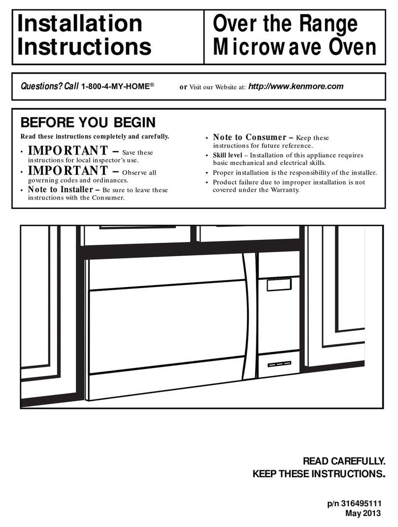 Kenmore 316495111 Installation and operating instructions