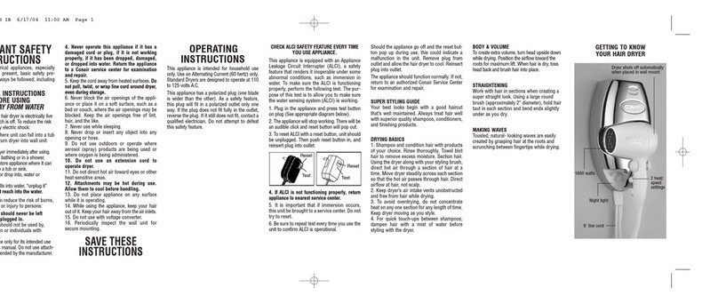 Conair 134CH User guide