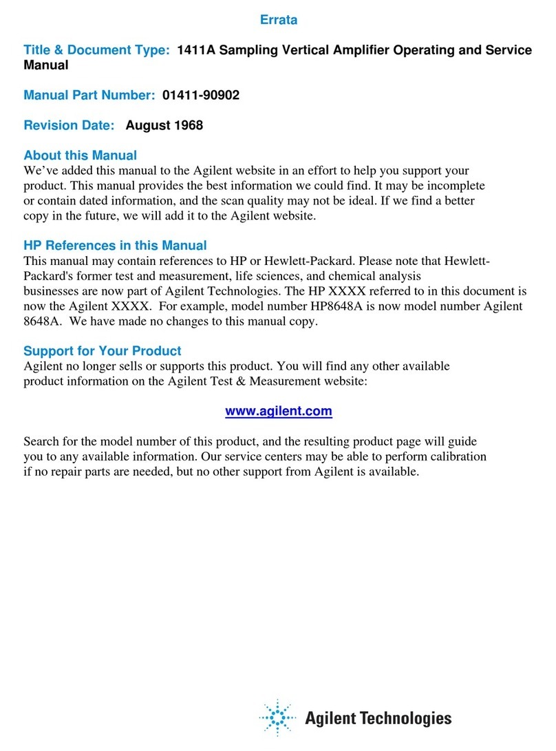 Agilent Technologies Sampling Vertical Amplifier Operating and service manual Agilent Technologies Sampling Vertical Amplifier Operating and service manual