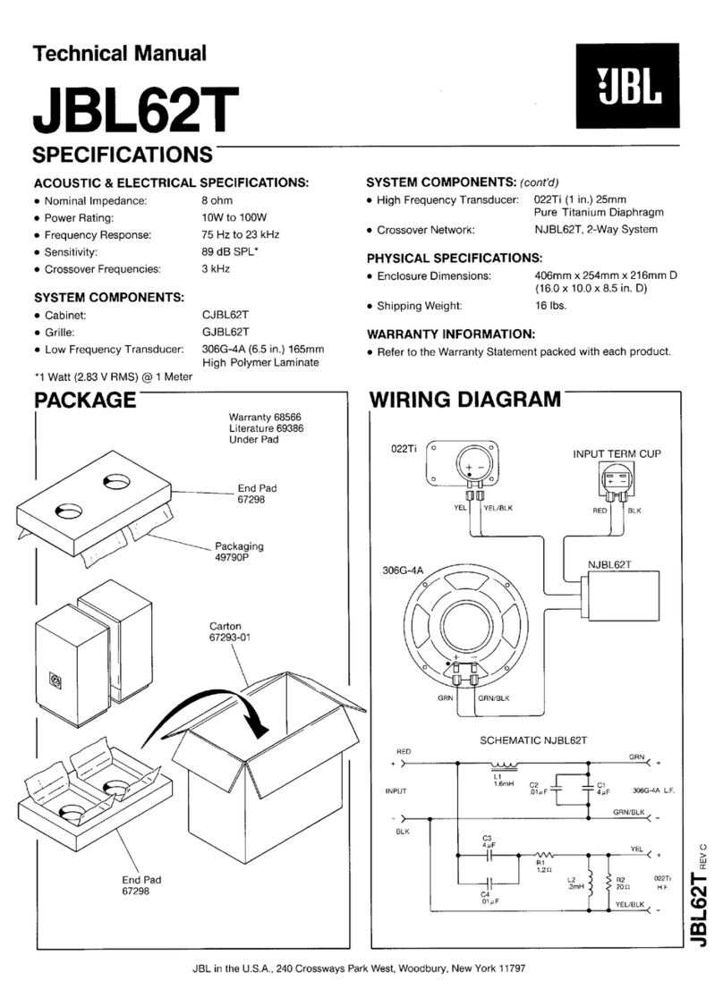 JBL 62T Technical manual