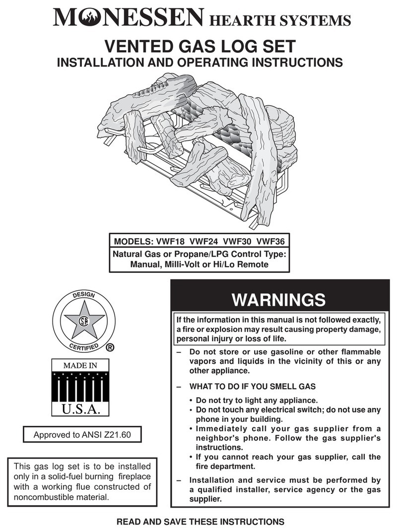 Monessen Hearth VWF18 Installation and operating instructions