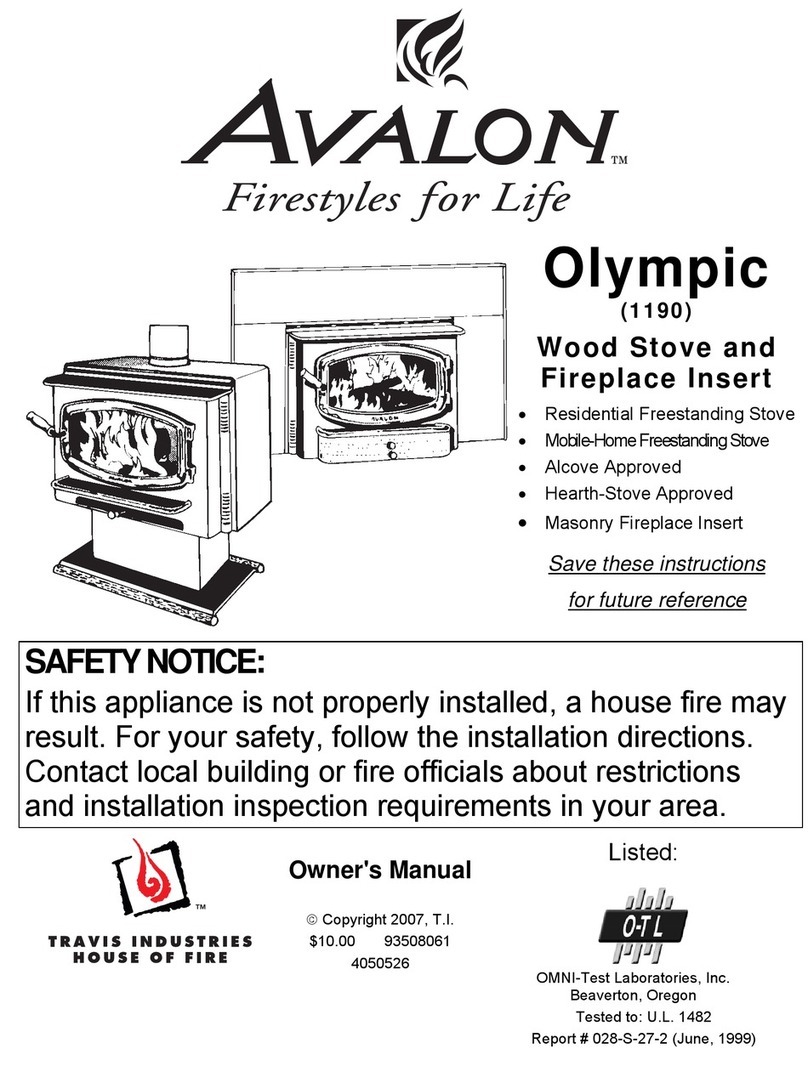 Travis Industries Avalon Olympic owner's manual