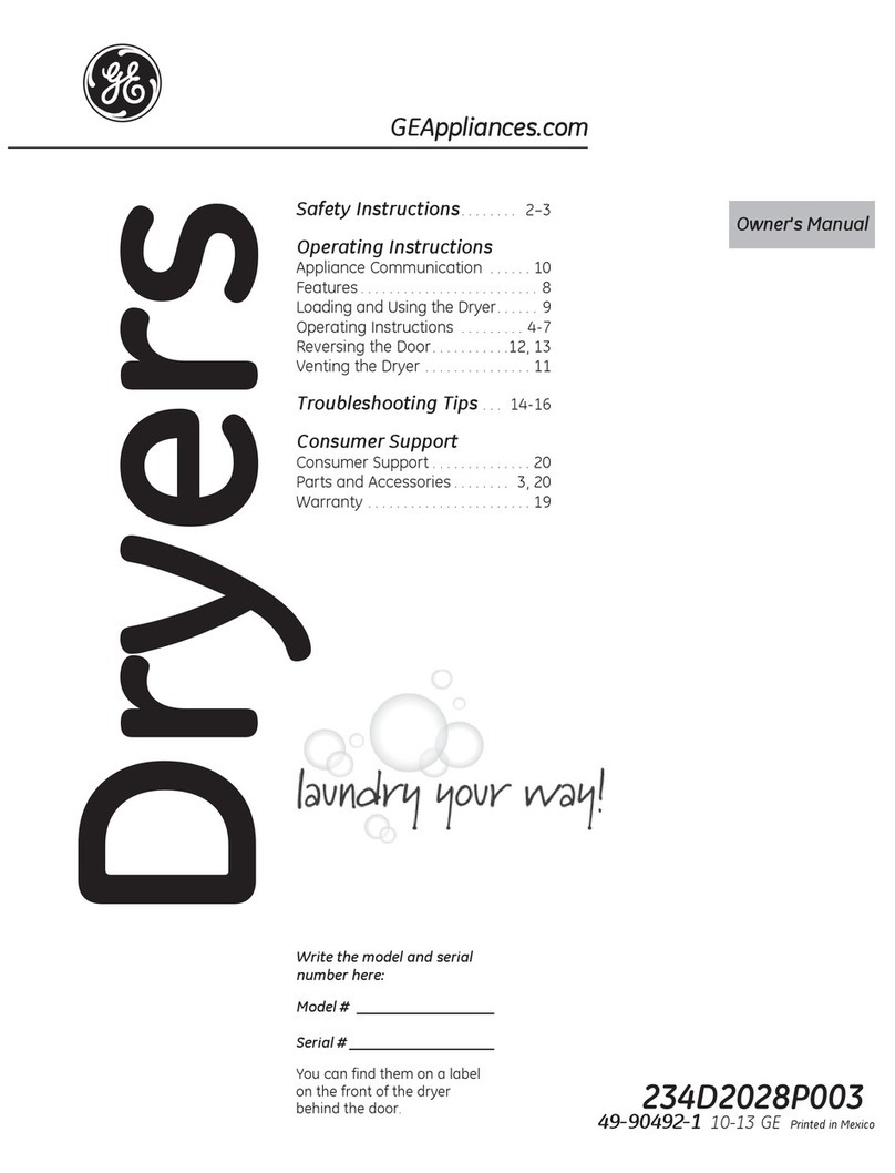 GE Profile Dryers owner's manual