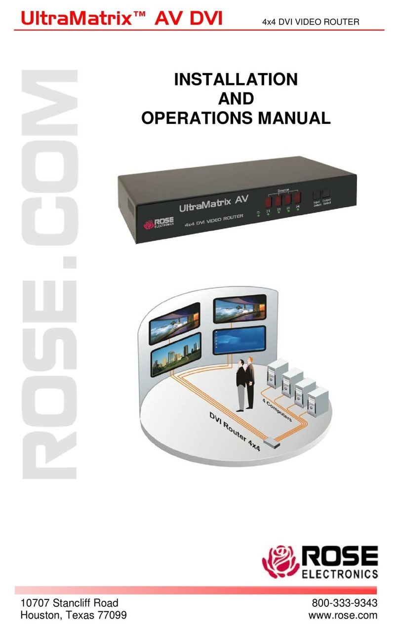 Rose electronics UltraMatrix AV Installation and operation manual Rose electronics UltraMatrix AV Installation and operation manual
