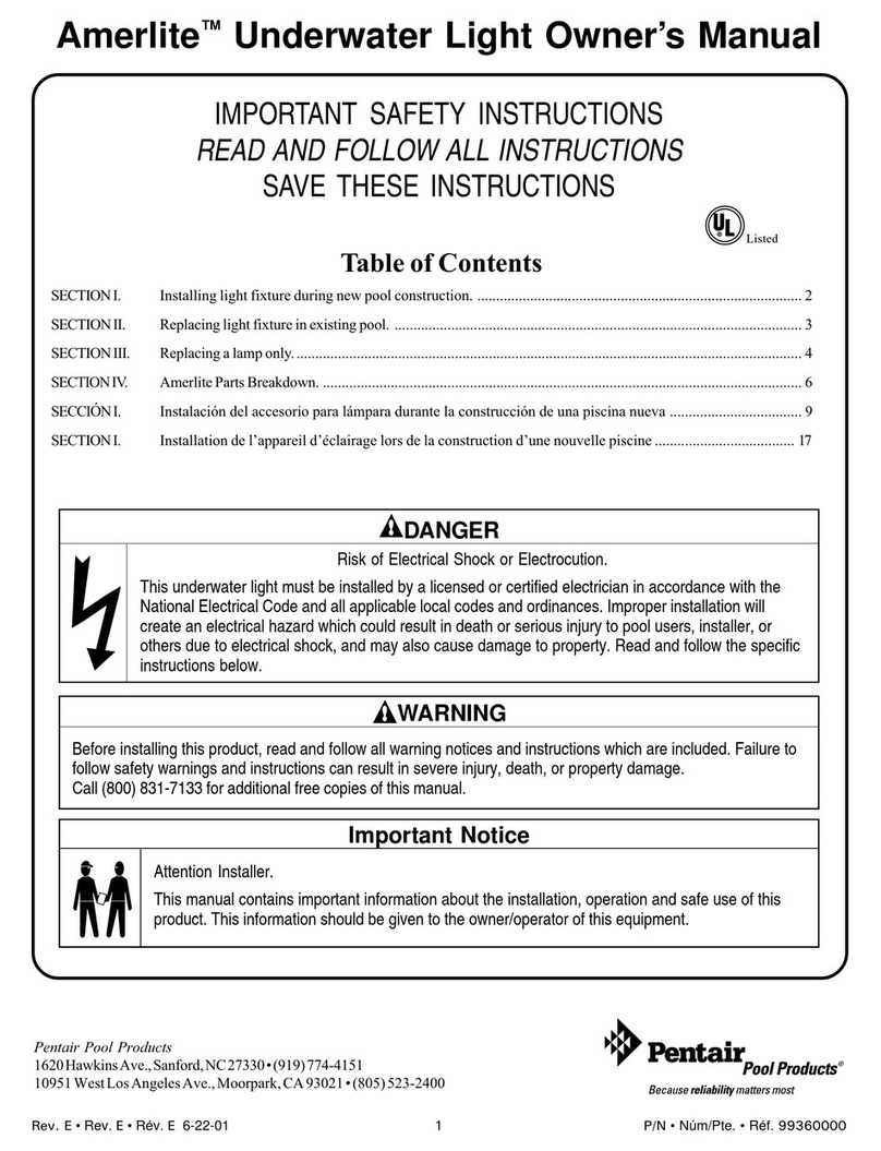 Pentair Pool Products Amerlite User manual