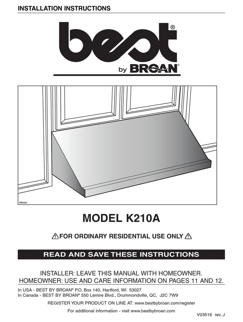 Broan Best K210A Series installation instructions